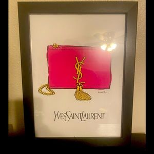 New YSL Framed Print Hot pink Bag Purse Art YVES SAINT LAURENT